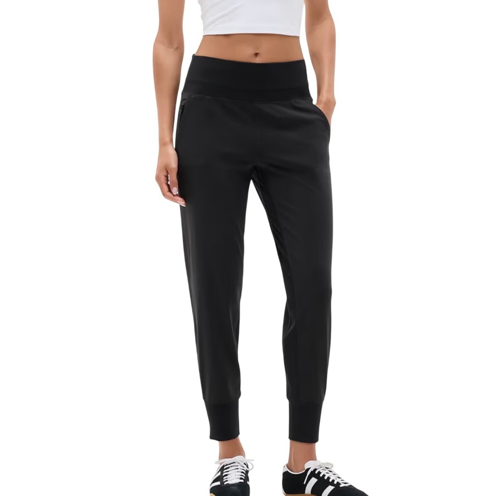 Athleta Venice High Rise Track Stripe Jogger Black Women Size Large